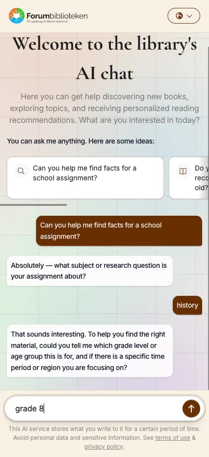 Forum Libraries Nacka mobile chat agent